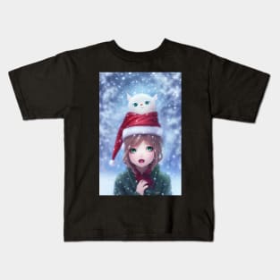 Christmas anime girl Kids T-Shirt